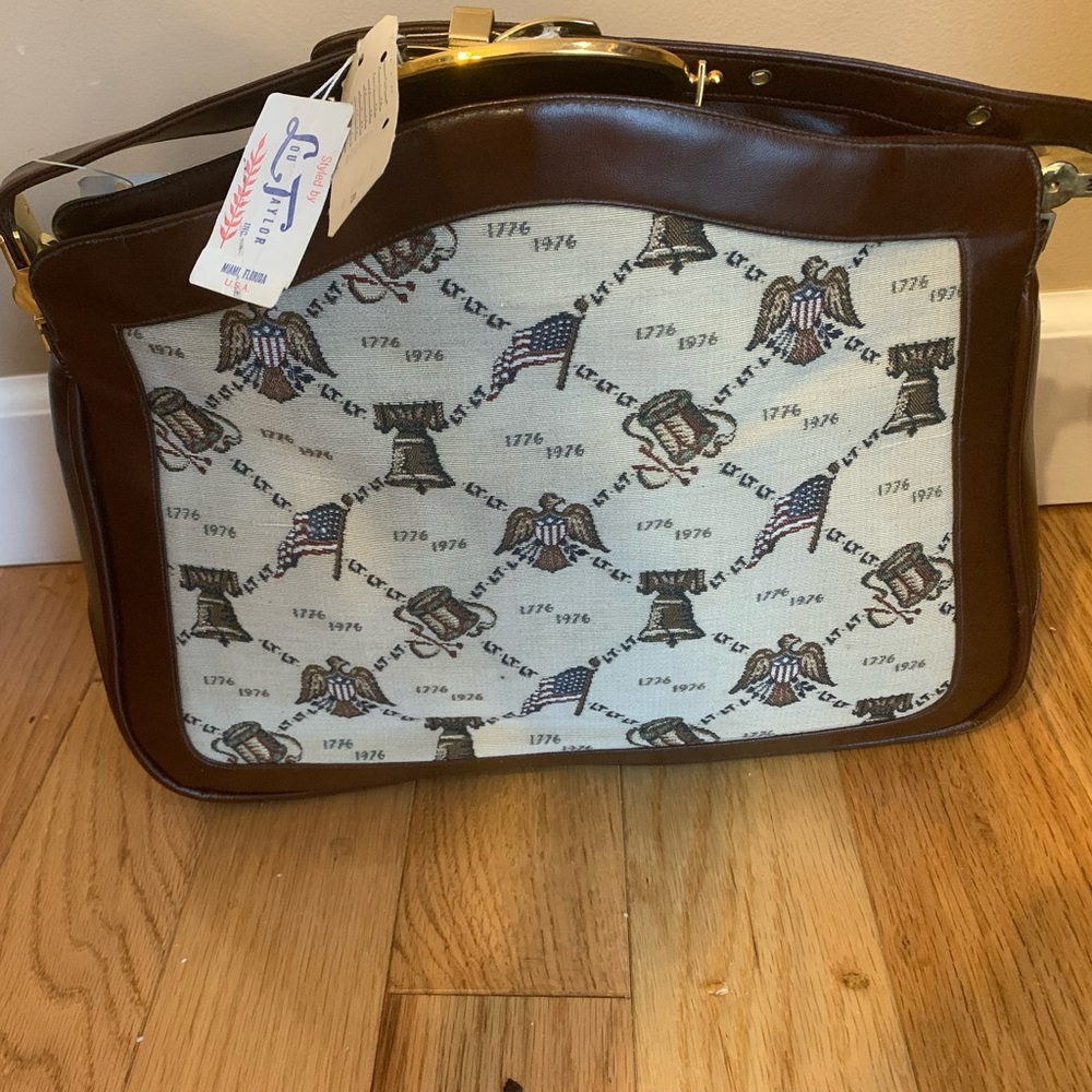 Brown patriotic purse, medium size. Unsure of brand